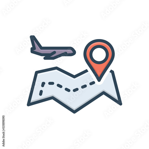 Color illustration icon for destinations