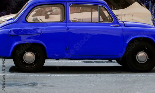 old blue car