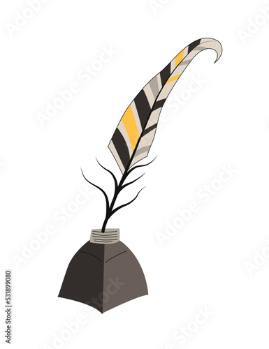 Collection of vector magic fairy tale elements, icons and illustrations. Feather.