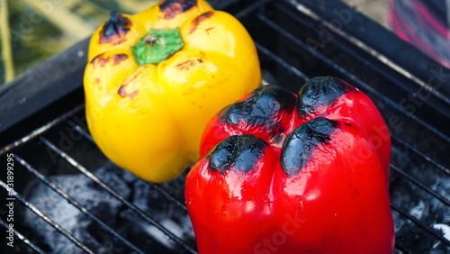 Grilled Bell Peppers. Delicious Meal. BBQ. High Quality Photo photo