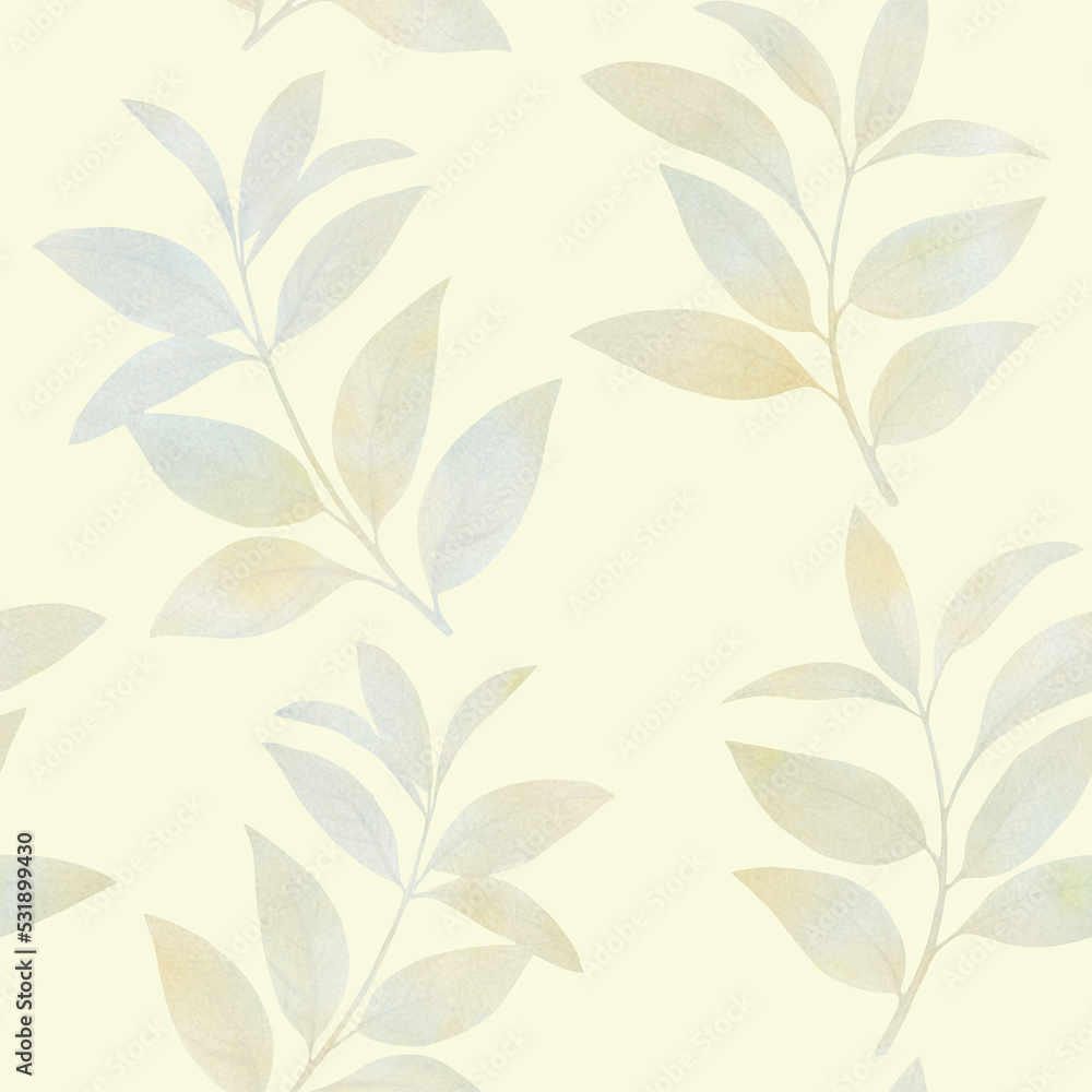 watercolor leaves on a gently green background. seamless art pattern. abstract leaves painted in watercolor. watercolor leaves on a gently green background. seamless art pattern. abstract leaves painted in watercolor.