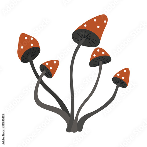 Collection of vector magic fairy tale elements, icons and illustrations. Mushroom.