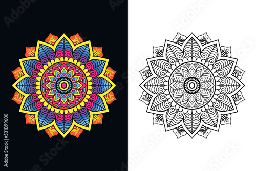 Mandala Decorative floral round ornament. Isolated on white background. Arabic, Indian, ottoman motifs for coloring book adults, card or invitation design