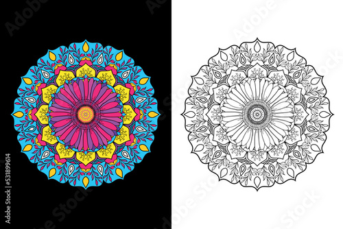 Mandala Decorative floral round ornament. Isolated on white background. Arabic, Indian, ottoman motifs for coloring book adults, card or invitation design