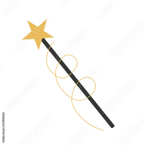 Collection of vector magic fairy tale elements, icons and illustrations. Magic wand.