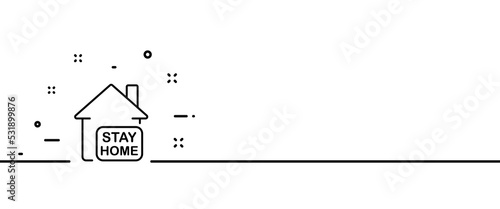 Stay home line icon. Home, self isolation, viral disease, epidemic, pandemic, incubation period, virus, covid 19, coronavirus. Quarantine concept. One line style. Vector line icon for Advertising