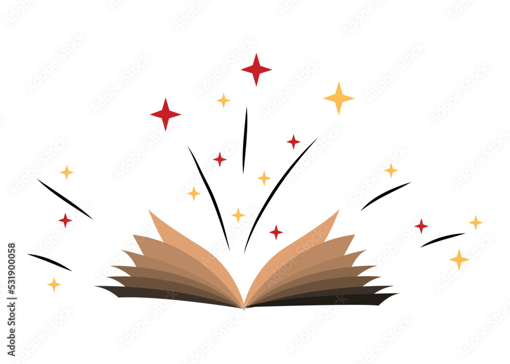 Obraz premium Collection of vector magic fairy tale elements, icons and illustrations. Book and glasses.