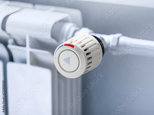Home Heating radiator Thermostat set to low temperature