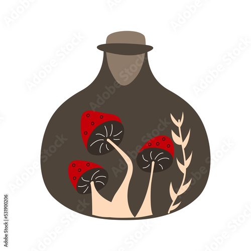 Collection of vector magic fairy tale elements, icons and illustrations. Flask with potion.