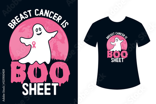 Breast cancer is boo sheet Halloween t-shirt design with ghost vector illustration