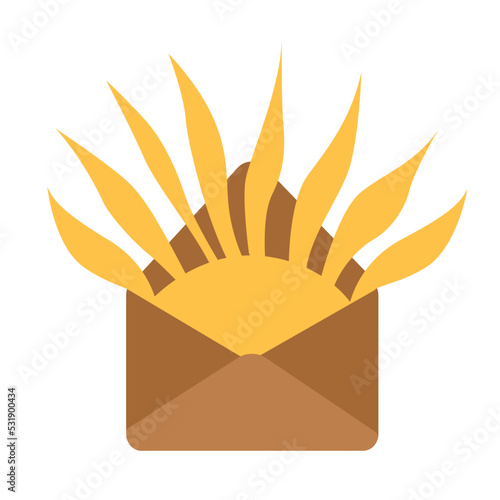 Collection of vector magic fairy tale elements, icons and illustrations. Sun in the envelope.