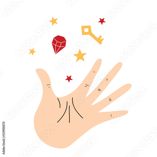Collection of vector magic fairy tale elements, icons and illustrations. Hand.