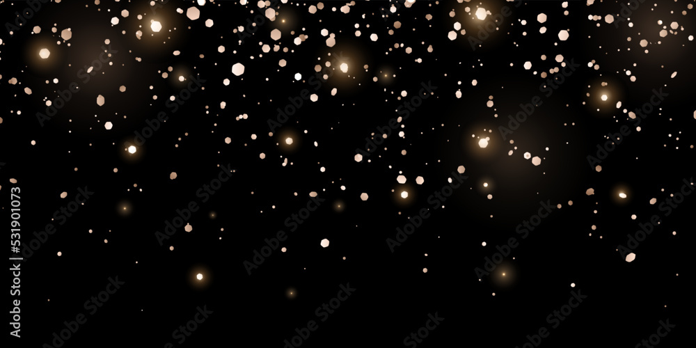 Bronze gold glitter confetti with glow lights on black background. Vector Bronze gold glitter confetti with glow lights on black background. Vector