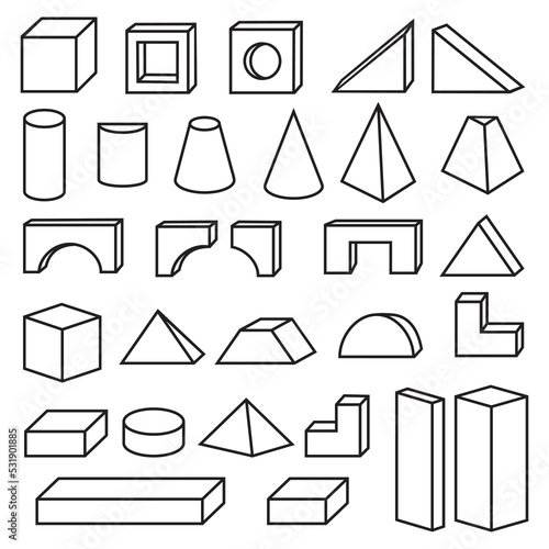 Building blocks constructor, black outline, isolated vector illustration