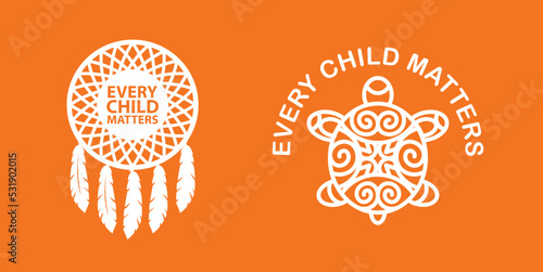 Every Child Matters Logo. National Day of Truth and Reconciliation. Orange Shirt Day of Canada. September 30. Vector Illustration Icon.