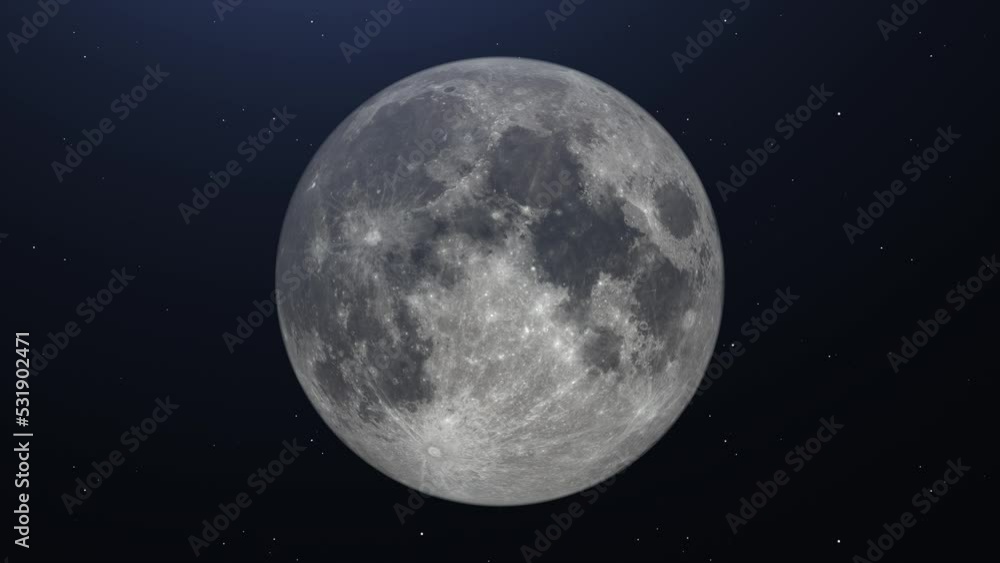 Cinematic Moon in Space with bright and dark areas on stars background. Cinematic Moon in Space with bright and dark areas on stars background.