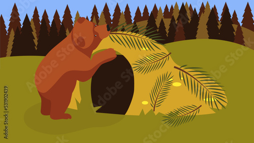 The bear is making a lair
