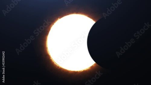 Cinematic Sun Eclipse from Space with stars in the background. 