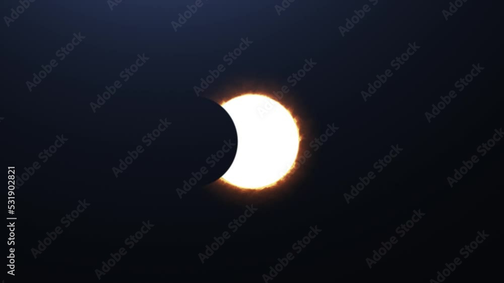 Cinematic Sun Eclipse from Space with stars in the background. 