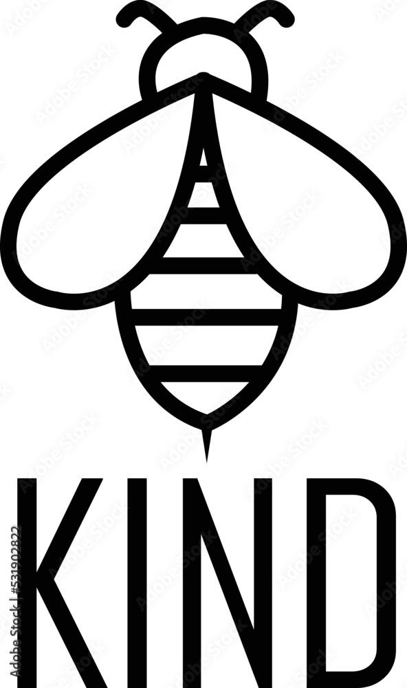 Bee kind icon on white background. Bee kind inspirational sign. Bee kind logo. flat style.