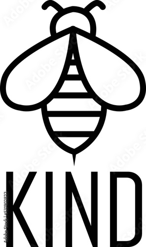 Bee kind icon on white background. Bee kind inspirational sign. Bee kind logo. flat style.