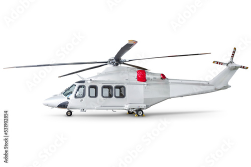 Photo White business helicopter isolated on transparent background