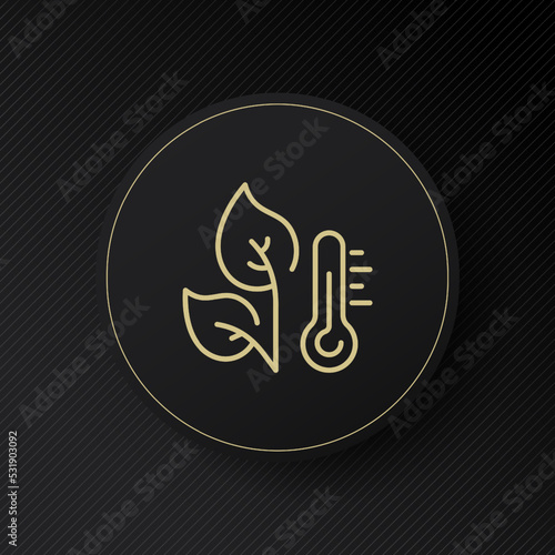 Plant with thermometer line icon. Ecology, leaves, temperature, horticulture, garden, grow, gardening, growth, leaf, green, oxygen. Nature concept. Vector line icon for Business and Advertising