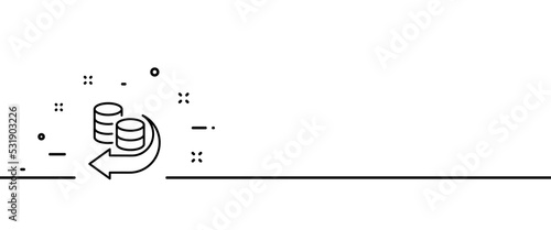 Money transfer line icon. Loss, payment, dollar, analytic, transaction, stack coin, bill, contactless payment, online banking, income. Accounting concept. One line style. Vector line icon for Business