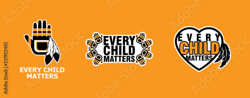 Every Child Matters Logo. National Day of Truth and Reconciliation. Orange Shirt Day of Canada. September 30. Vector Illustration Icon.