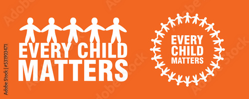 Every Child Matters Logo. National Day of Truth and Reconciliation. Orange Shirt Day of Canada. September 30. Vector Illustration Icon. photo