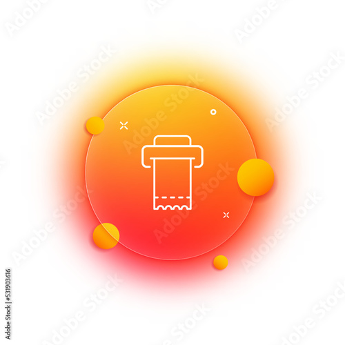 Cash register with ticket line icon. Machine, coupon, discount, check, receipt, invoice, travel card. Pass documents concept. Glassmorphism style. Vector line icon for Business and Advertising