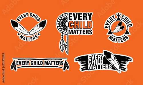 Every Child Matters Logo. National Day of Truth and Reconciliation. Orange Shirt Day of Canada. September 30. Vector Illustration Icon.