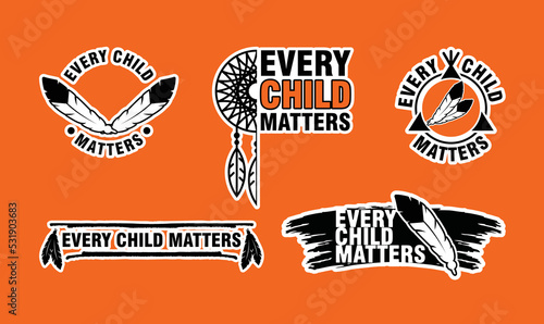 Every Child Matters Logo. National Day of Truth and Reconciliation. Orange Shirt Day of Canada. September 30. Vector Illustration Icon. photo