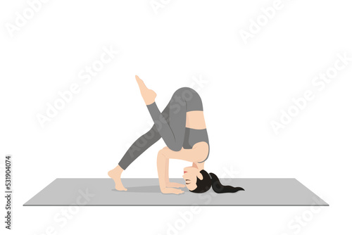 Tripod Headstand Prep One Knee On Elbow, Catur Svanasana Sirsasana Eka Janu Kurpara