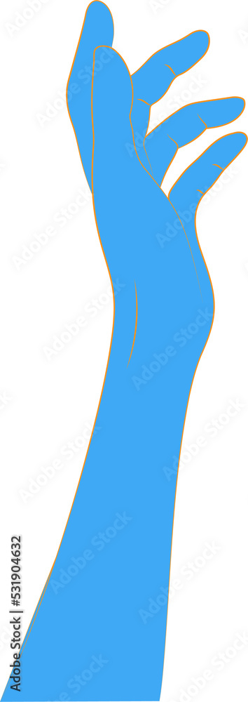 Female Hand of the person in the blue for create logo and line arts design Template. Illustration of a hand holding something in a flat style with orange lines. Female Hand of the person in the blue for create logo and line arts design Template. Illustration of a hand holding something in a flat style with orange lines.