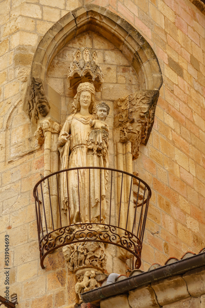 Obraz premium Sculpture of the famous White Virgin of the Church of San Pedro de Treviño, Burgos, Castilla y León, Spain