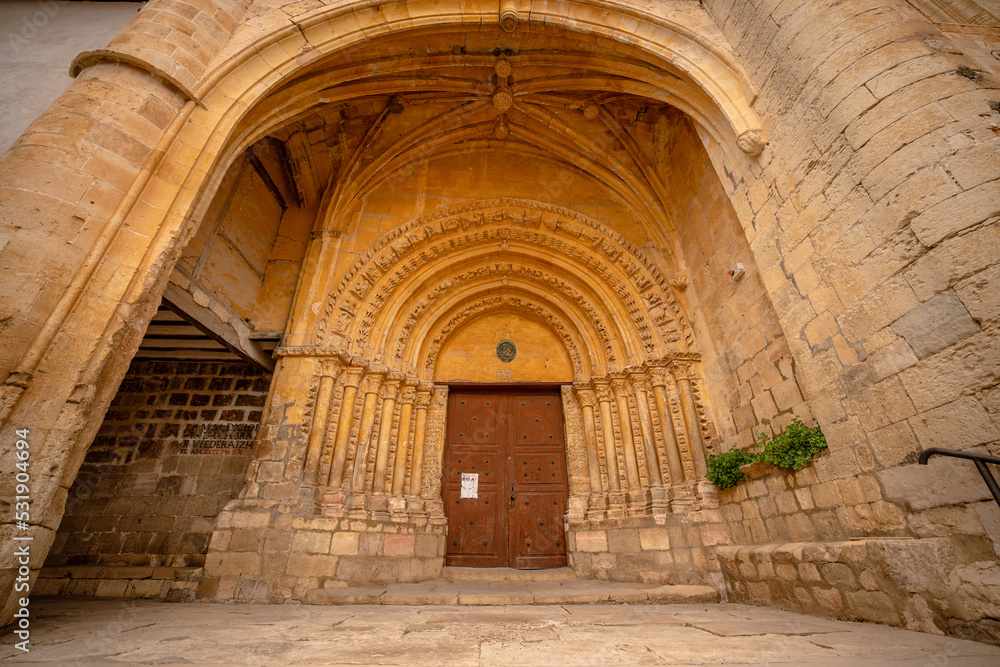 Romanesque façade of the Church of San Pedro de Treviño, Burgos, Castilla y León