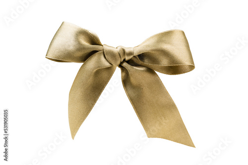 gold ribbon with bow on transparent background, PNG image.