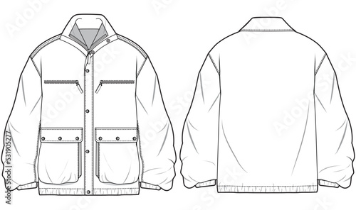 Canvas Print Harrington Jacket, Bomber Jacket, Raincoat Front and Back View