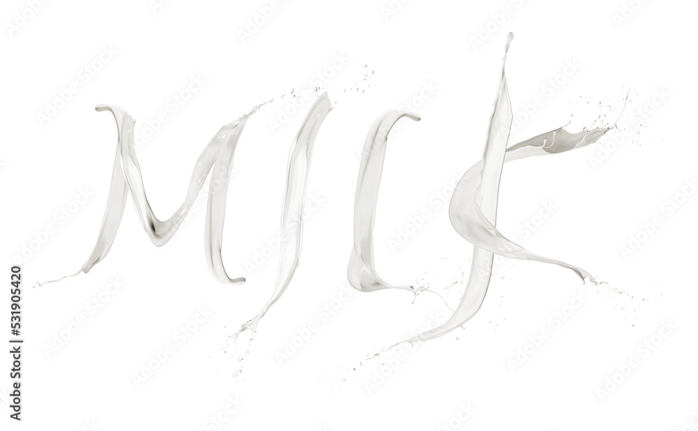 word milk written with splashing letters, PNG image word milk written with splashing letters, PNG image