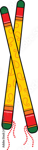 Illustrative typical Dandiya used for playing Dandiya rAs in Navaratra.