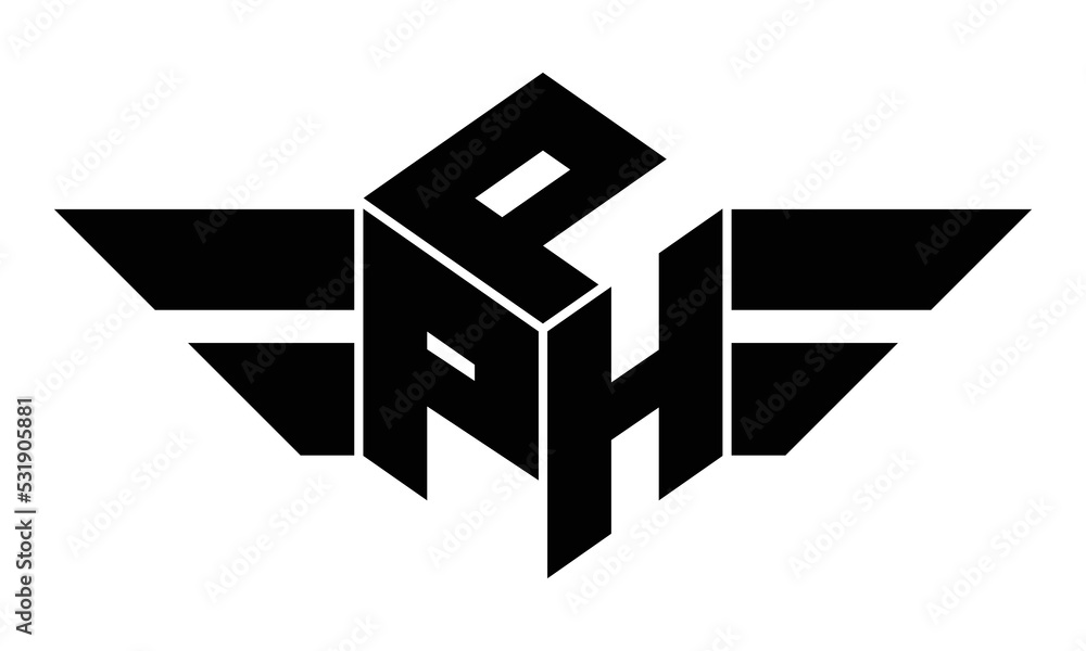 PPH three letter gaming logo in polygon cube shape logo design vector ...