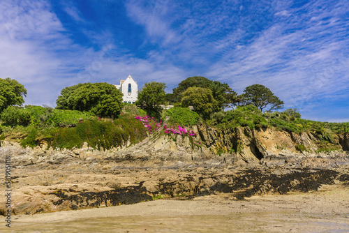 The rocky headland and beach at Chapel Point (near Portmellon) in Cornwall. This beautiful unspoiled beach is on the South West Coast Path between Mevagissey and Goran Haven photo