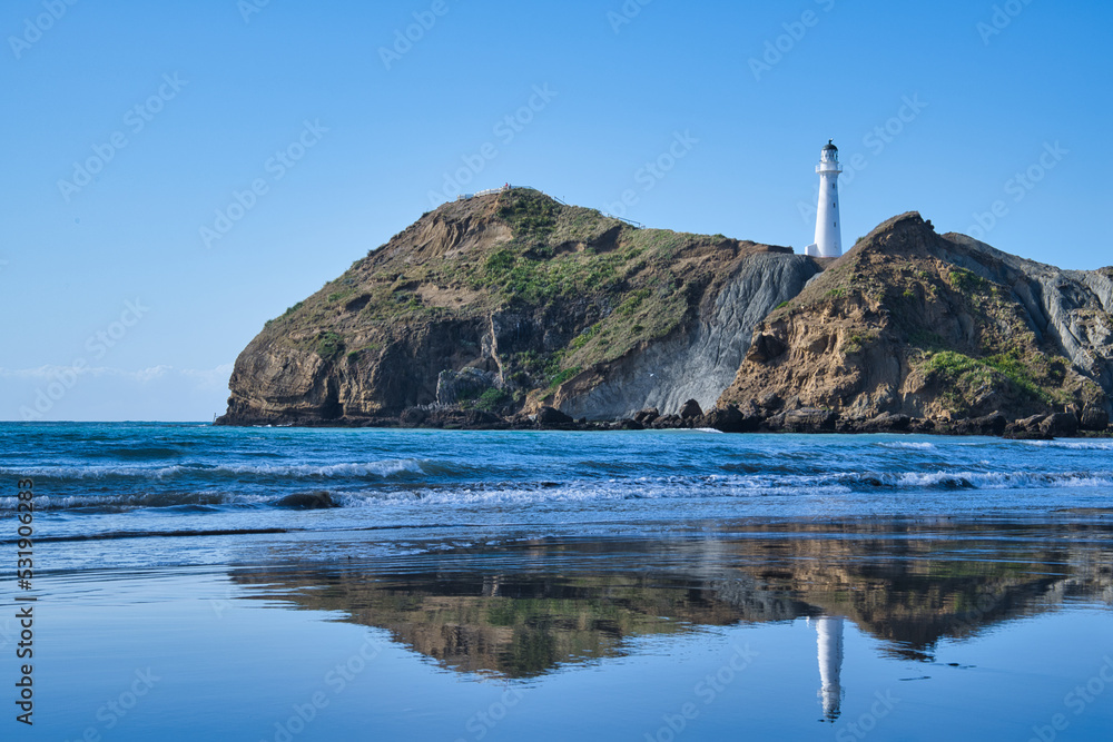 Castlepoint lighthouse reflections, New Zealand