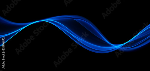 Blue abstract wave. Magic line design. Flow curve motion element. Neon gradient wavy illiustration.