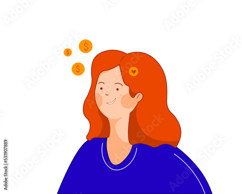 Business marketing illustrations. vector. red-haired girl