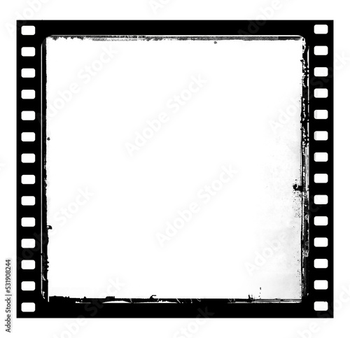 Grungy film frame on transparent background