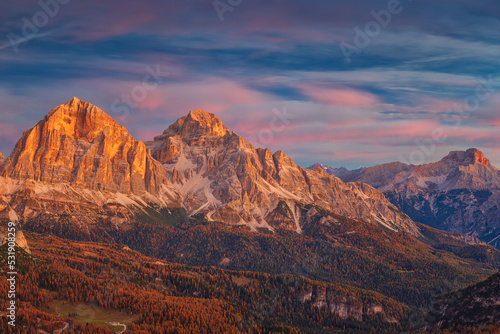The Dolomites also known as the Dolomite Mountains, Dolomite Alps or Dolomitic Alps, are a mountain range located in northeastern Italy. © B