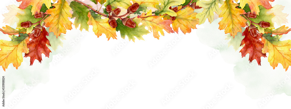Watercolor autumn abstract background with seasonal leaves Watercolor autumn abstract background with seasonal leaves