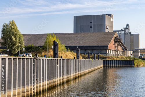 Low water in the Rijnhaven of Wageningen in Gelderland the Netherlands as a result of the heat wave in the summer of 2022 photo